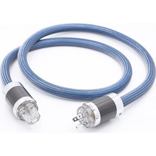 Hi-End Audio Carbon fiber Rhodium plated AC US power plug OFC Silver Plated power cable