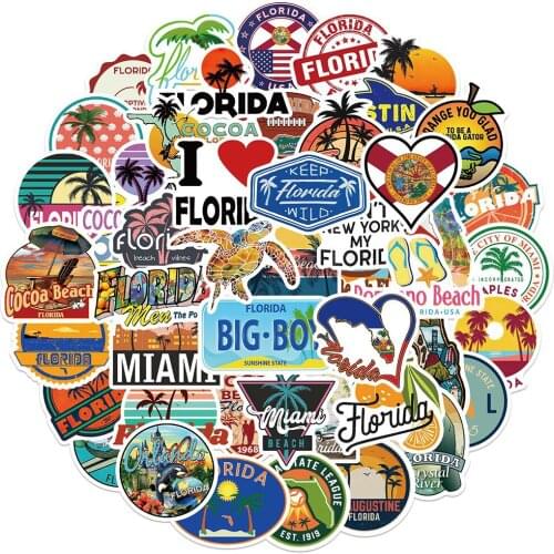 10/30/50PCS Florida Landscape Aesthetic Stickers Decal Graffiti Skateboard Guitar Suitcase Freezer Motorcycle Cool Decal Sticker