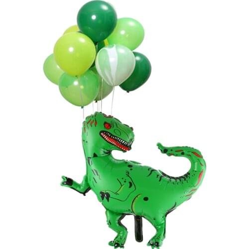 11pcs Boys Birthday Dino Party Dinosaur Foil Balloon 10inch Green Latex Ballon Room Air Baloon Globos Baby Shower Birthday Decor