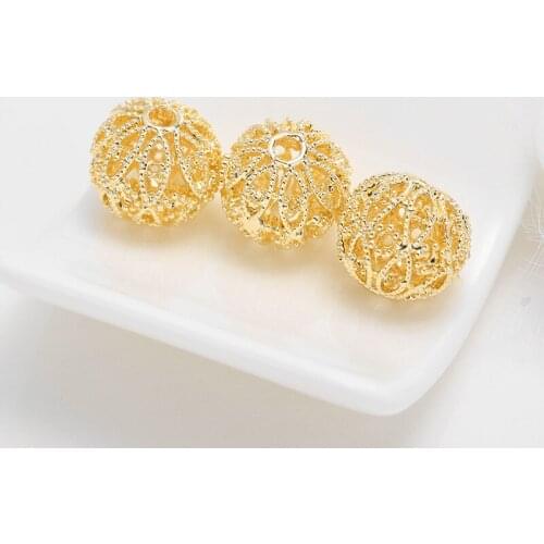 18K Real Gold Filled Color-Preserving 11MM Flower Necklace Bracelet Loose Beads DIY Jewelry Making Finding Accessories