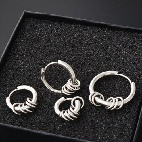 2 pieces Gold Silver Stainless Steel Round Hoop Earrings Circle Ear Cute Jewelry