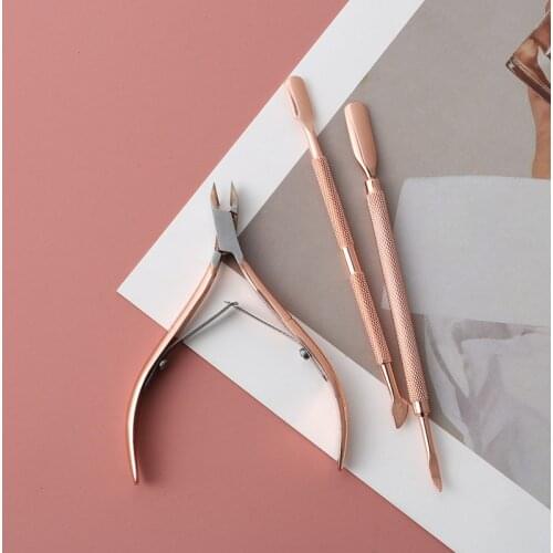 3pcs Stainless Steel Nail Cuticle Spoon Pusher Remover Cutter Nipper Clipper Cut Remover Cutter Trimmer Art Manicure Tool