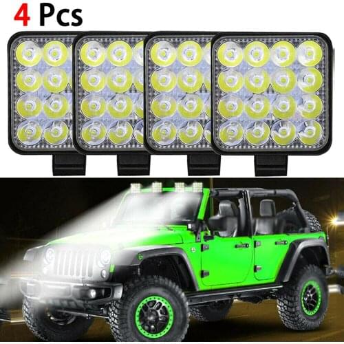 4pcs Car LED Bar Worklight 48W Offroad Work Light 12V Light Interior LED 4x4 LED Tractor Headlight Spotlight for Truck ATV
