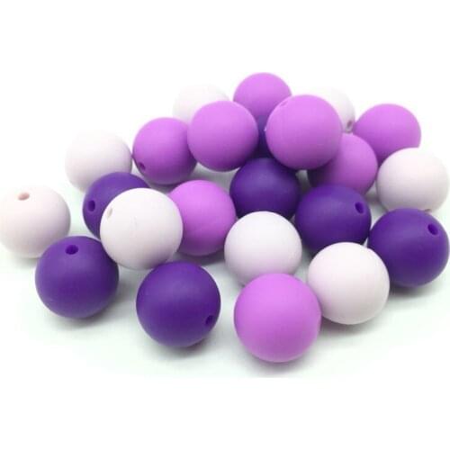 12 MM Silicone Beads 40 PCS Passion Purple Teething Beads BPA Free Baby Mordedor Perles Silicone Dentition For Necklace Making