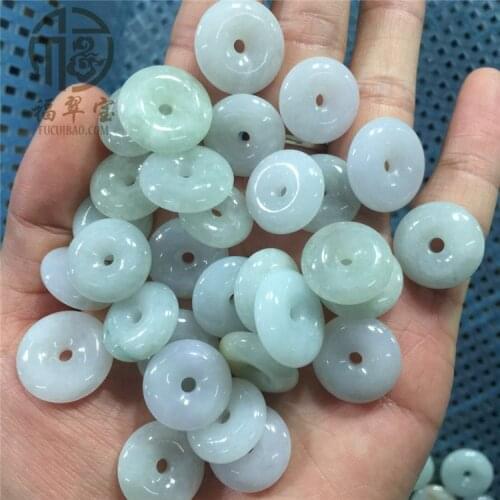 5PC Natural Jade Emerald Safety buckle Bead 15-18mm DIY Accessories Bangle Charm Jewellery Fashion Hand-Carved Luck Gifts Amulet