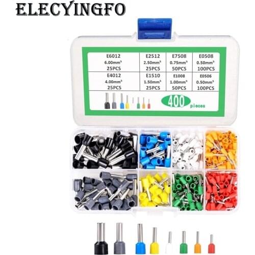 8 values 400pcs E0506-E6012 European style tubular VE tube terminal E tube insulated copper wire crimping terminal kit