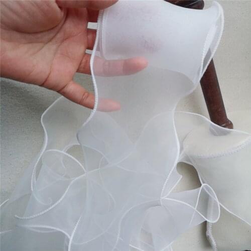 9cm 5meter/lot White Transparent Organza Lace Trim Beautiful Clothes/Stage Costume Wedding diy Material X786