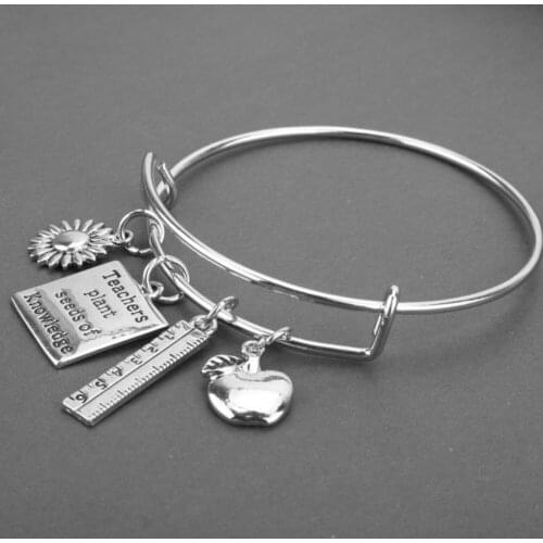 Stainless Steel Bracelets Teachers Plant Seeds Of Knowledge Teacher Presents Friendship Bracelet For Teachers Day gift
