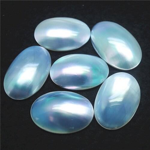 2PC Nature Shell Cabochons Oval Shape Grey Mother Of Pearl Beads Cabs No Hole Size 35x25mm For Women Pendants Making Parts