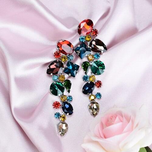 CORUIXI Colorful Special-shaped Rhinestone Earrings, New Fashion Luxury Jewelry, Prom Wedding Accessories HE1838