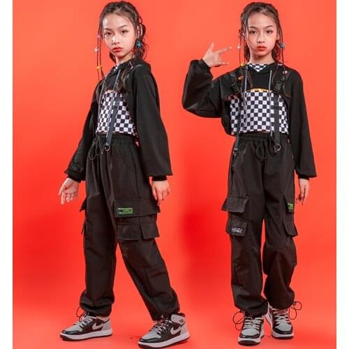 Kid Hip Hop Concert Show Clothing Tank Crop Hoodie Tops Shirt Streetwear Cargo Pants Girl Jazz Dance Wear Costume Clothes