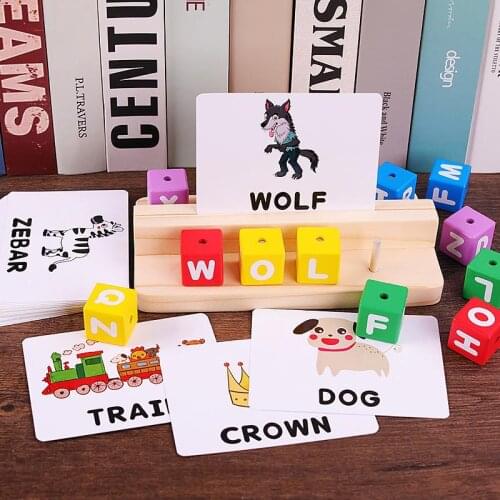 Childrens Educational Wooden Toys Word Cognition Rainbow Set Of Columns Matching Building Blocks To Spell The Word Wooden Toy