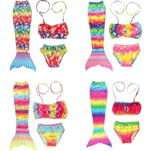 Girls Halloween Swimmable Mermaid Tail Princess Dress Kids Mermaid Costume Cosplay Swimsuit Birthday Children Beach Clothes