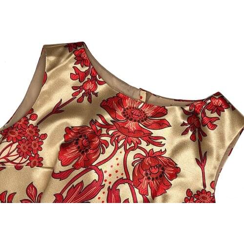 Designer Dresses Womens High Quality Baroque Totem Printed Royal Gold Tank Summer Dress Plus Size 2XL Vestidoe