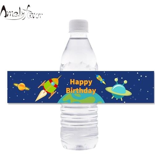 Space Water Bottle Labels Rocket Ship Party Water Bottle Labels Kids Birthday Party Supplies Decor Outer Space Bottle Stickers