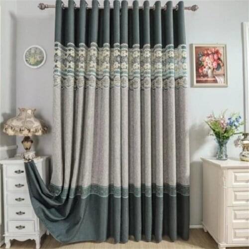 European-style Simple and Simple Modern Curtain Cotton Linen Stitching Curtains for Living Room Bedroom Classical Decoration
