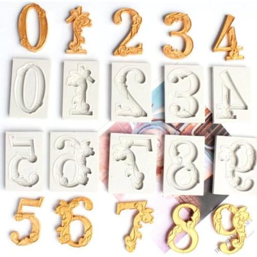 Auspicious Clouds Number Resin Pendant Mold 0-9 Digit Numeral 3D Silicone Mold Sugarcraft Mold Chocolate Baking Tools