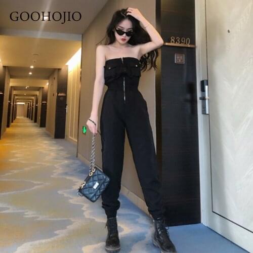 GOOHOJIO 2021 Spring Autumn New High Waist Solid Color Women Jumpsuits Sexy Fashion Jumpsuit for Ladies Casual Rompers Womens
