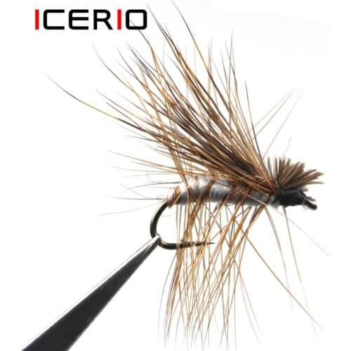 ICERIO 8PCS Elk Hair Caddis Fly Trout Fishing Dry Flies #14 Fly Fishing Lures