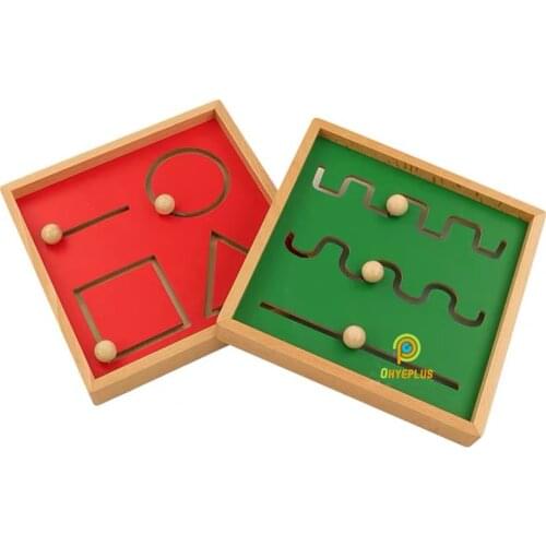 2pcs) Montessori Writing Practice Wood Teaching Toys Bend Straight Lines Geometric Shapes Exercise Kids Early Learning Tools