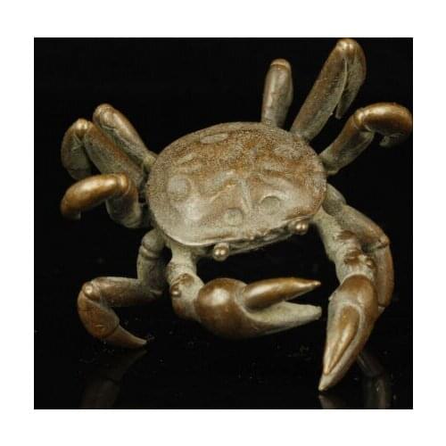 China Collectible Handwork Carving Bronze Lifelike Crab Statues