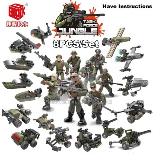 8in1 City Counter-terrorism SWAT Figures Building blocks Mega Modern Military Soldier Super Police Corps Minifigs Weapons Toys