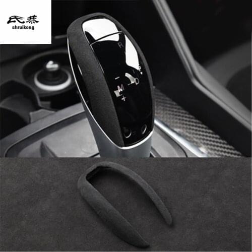 1pc Alcantara Leather and ABS Plastic Material Gear Lever Cover For 2016-2019 Alfa Romeo Giulia 952 / Stelvio 949