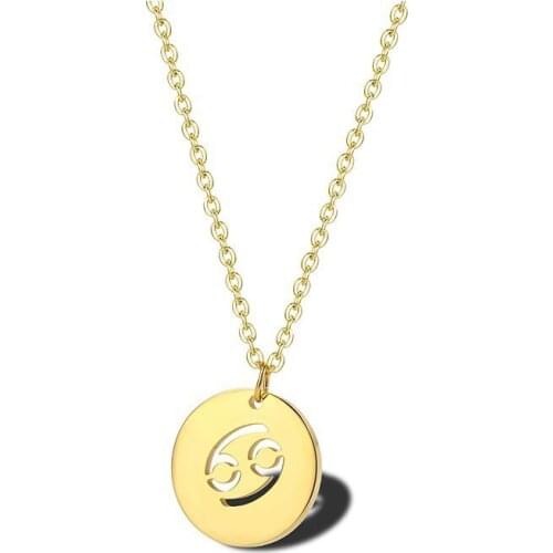 RIR Fashion Simple Zodiac Cancer Symbol Necklace Uniquely Designed Astrology Constellation Stainless Steel Jewelry June Gift
