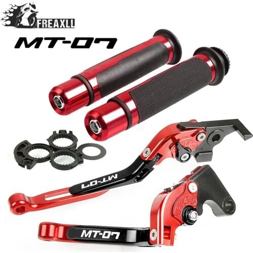 MT-07 Folding Extendable Adjustable CNC Aluminum Brakes Clutch Levers Handle Hand Grips Set For YAMAHA MT 07 fz 07 2014-2018