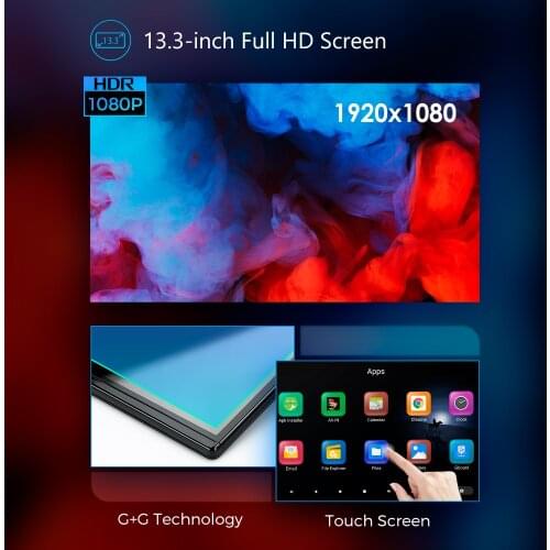 XTRONS 13.3'' Android10.0 Octa Core Touch Screen Portable Car Headrest Multimedia Player Speaker support 1080P Video 2+16 GB