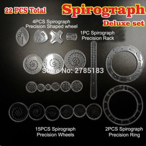 Spirograph Drawing Design Tin toy set 22PCS Spiral Designs Interlocking Gears & Wheels Creative Drawing Educational toy for kids