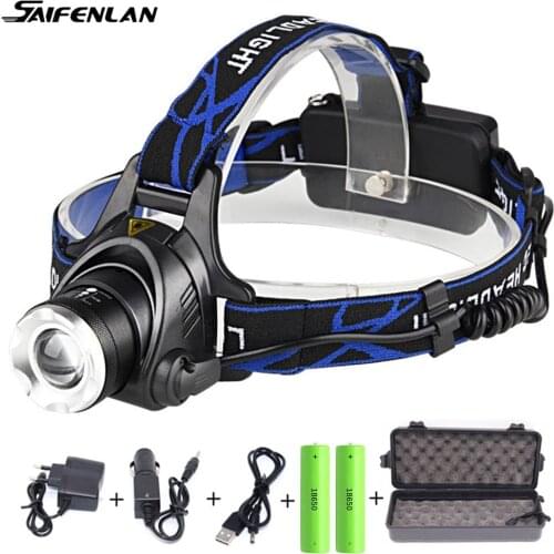 Headlight XML T6 L2 LED Headlamp Zoomable Head Lamp Torch 5000lumens Powerful Rechargeable LED Flashlights for Hunting Fishing
