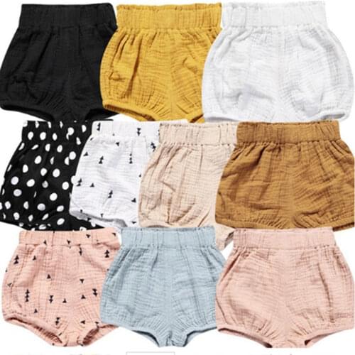 HENGSONG New Arrival Cute Newborn Toddler Kids Baby Boy Girl Cotton Linen Printed Shorts Infant Diaper baby girl clothes 713383