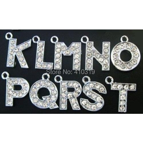 Wholesale 130pcs/lot A-Z rhinestone letter pendant hang charm fit for diy bracelet