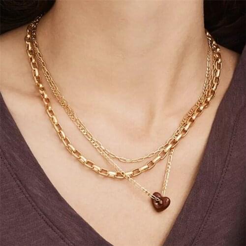 Europe and the United States new simple retro heart-shaped stylish commuter three-dimensional love pendant collar necklace