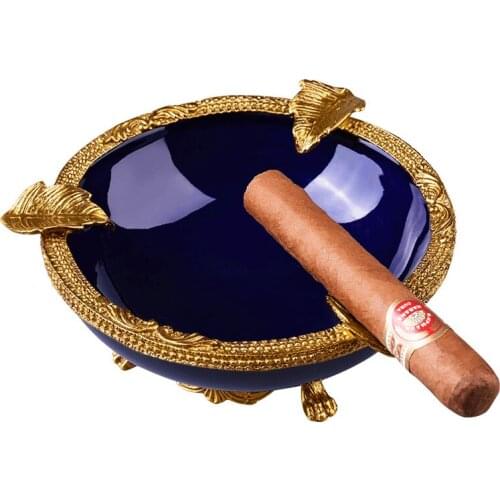 Cigar ashtray European glaze craft ceramic ashtray copper carving CE-0136