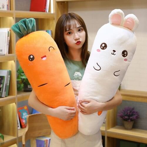 55/110cm Cartoon Plant Smile Carrot Plush toy Cute Simulation Vegetable Rabbit Pillow Dolls Stuffed Soft Toys for Children Gift