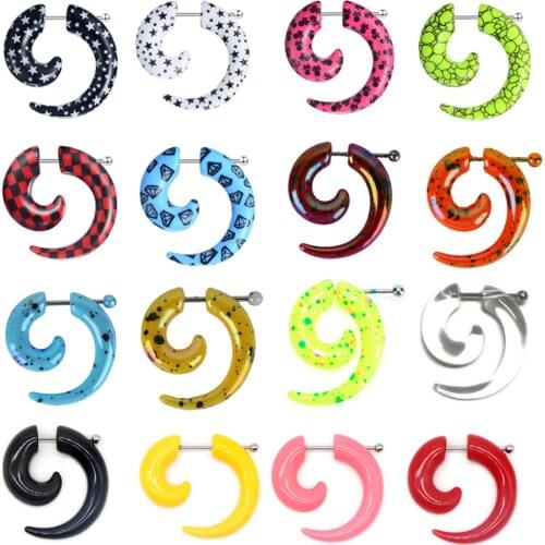 Alisouy 2pc Fake Ear Tunnels Acrylic False Earring Cartilage Piercing Ear Dilations Body Jewelry Ear Plugs And Tunnels Piercing