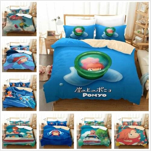 Ponyo on the Cliff Home Textile Pillow Case 3D Bed Linen Duvet Covers Comforter Bedding Sets Bed Set Home Decor Bedding