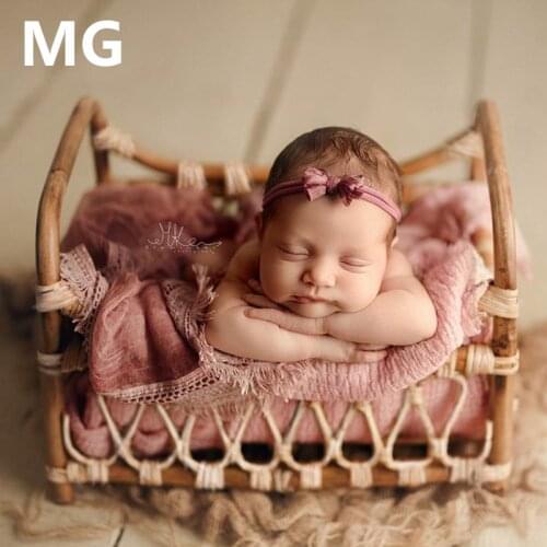 Newborn Photography Props Basket Baby Props Vintage Woven Rattan Basket Baby Posing Sofa Bed Accessoire 100 Days Shooting Props