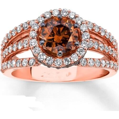 Luxury 2017 promotion AAA cz rose gold color brown cz fashion cubic zirconia ring