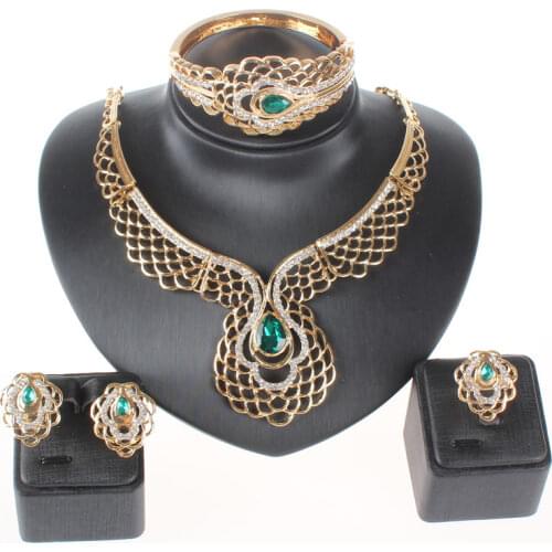 Luxury Crystal Zircon Earrings Necklace Wedding Jewelry Set Elegant Bride Party Prom Costume Dress Accessories Gifts for Women