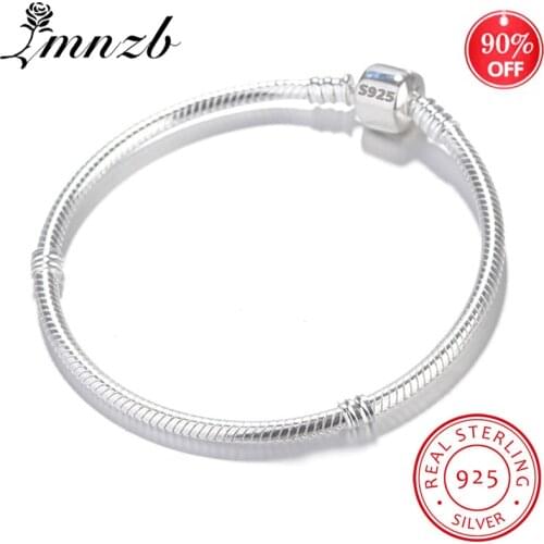 With Certificate Whole Solid 925 Silver Original Charm Bracelet Used for Charms/Beads Silver 925 Chain DIY Jewelry Women Gift