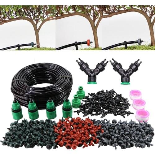 5-50M 4-Way 1/4''Hose Gardens Automatic Irrigations System 2L 4L 8L Pressure Compensation Micro Drip Flower Plants Watering Kit