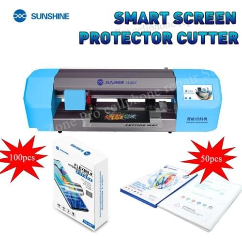 SS-890C Sunshine Auto Film cutting machine mobile phone tablet front glass back cover protect film cut tool with 150pcs films