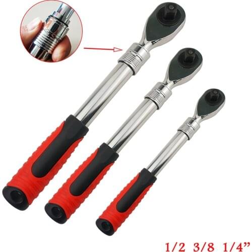 1/4" 3/8" 1/2" 72 Teeth Telescopic Socket Flexible Ratchet Wrench Ratchet Spanner CR-V Quick Release Professional Hand Tools