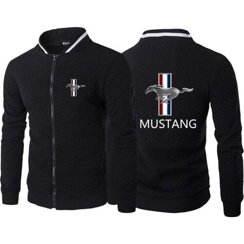 Autumn Mustang logo Zipper Neckline Hoody Sweatshirts Long Sleeve Mens Hoodies Sticker Pocket Winter Warmer Running Sportswear