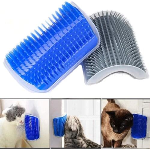 Pet Products For Cats Brush Corner Cat Massage Self Groomer Comb Brush With Catnip Cat rubs the face a tickling comb