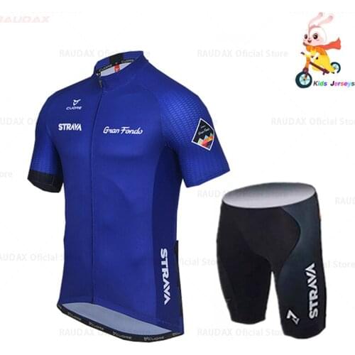 Cycling Set Kids Strava Cycling Jersey Boy Short Sleeve Summer Kids Jersey MTB Ropa Ciclismo Children Bicycle Wear Sports Suit