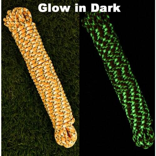 Outdoor Glowing in Dark Clothesline Luminous Tent Rope Repair Line Long Rope 5mm for Hanging Camping Traveling clothes dryer
